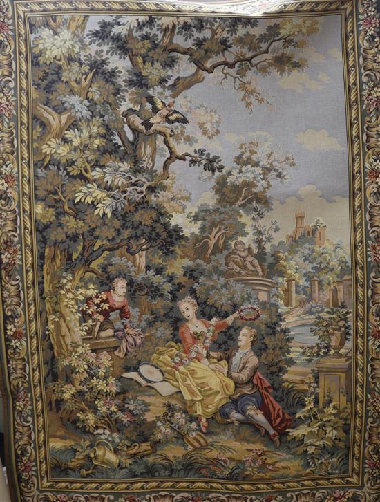 A French jacquard machine woven tapestry, The Swing after Fragonnard 200 and 130cm